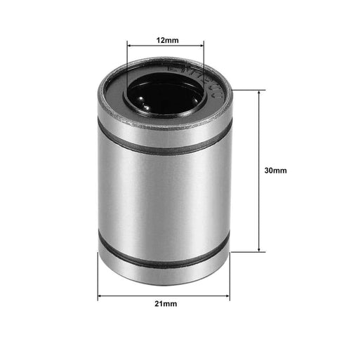 Lm12uu linear ball bearings 12mm bore 21mm OD 30mm long for CNC machine 3D printer 4pcs, showing detailed size measurements