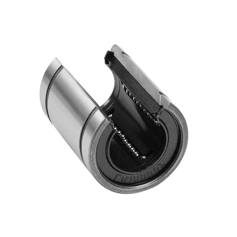 Open Type Linear Ball Bearing LM16UUOP 16mm bore, 28mm OD, 37mm length shown out of packaging, ideal for 3D printers and CNC machines.