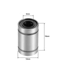 Experience smooth, repeatable linear motion with dual-seal LM6UU bearings, 6mm bore, 12mm OD, 19mm length. Front view of bearing.