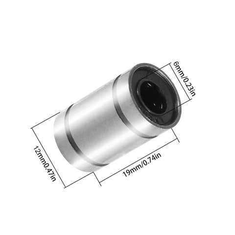 ✝️ 12PCS LM6UU Linear Bearings, 6mm Bore Dia Linear Motion Bushing with Double Side Rubber Seal Great for CNC Machine 3D Printer, dimensions labeled