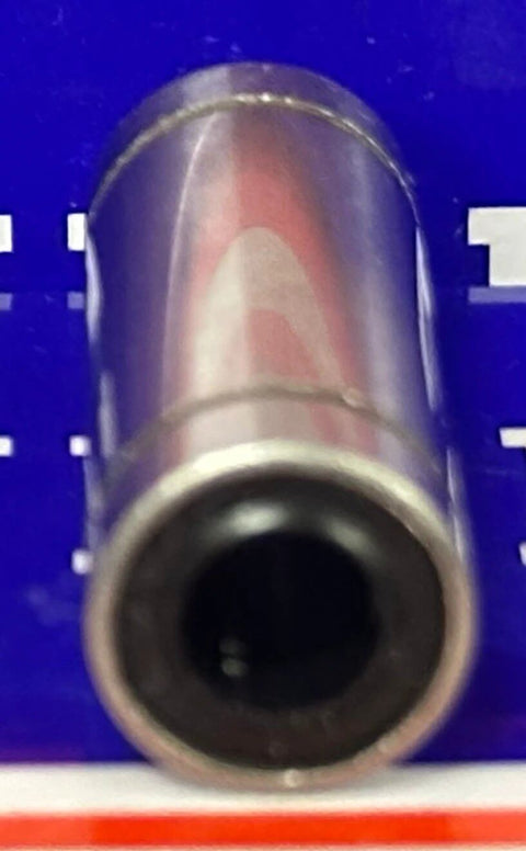 8mm Bearing/Bushing LM8LUU Linear Motion with rubber seals, close-up view showing cylindrical shape against a blue background.