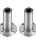 Two LM8UU Extra Long Round Flange Linear Ball Bearing Bushing 8mm Bore, 15mm Outer Diameter, 45mm Length, Sealed, Chromium Steel