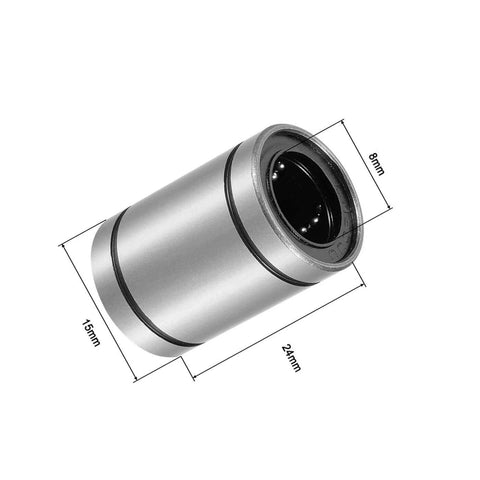 ✝️ 12 Pcs LM8UU Linear Ball Bearings, 8mm Bore Dia, 15mm OD, 24mm Length with Double Side Rubber Seal Great for CNC, 3D Printer focus
