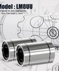 Two ✝️ 12Pcs LM8UU Linear Ball Bearings: 8mm Bore, 15mm OD, 24mm Length, Double Rubber Seals for CNC and 3D applications, on blueprints.