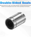 ✝️ LM8UU Linear Ball Bearings 8mm Bore Dia 15mm OD 24mm Length, 4 Pcs Linear Motion Bushing Double Side Rubber Sealed Rod Liner Shaft Parts