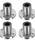 ✝️ 4 pack lmf12uu linear ball bearings, 12mm bore round flange linear ball bearings flange motion bushing with double side rubber seal