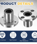4 pack lmf12uu linear ball bearings, 12mm bore round flange with double side rubber seal for CNC and 3D printer.