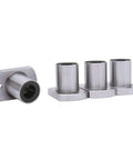 Set of 4 Lmh12uu flange linear ball bearings 12x21x30mm, showing detailed side view, designed for smooth motion and alignment.