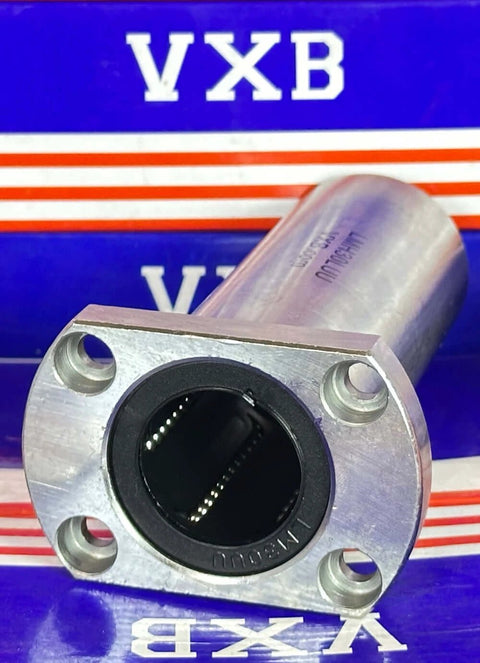 LMH30LUU 30mm Flanged Ball Bushing CNC Linear Motion Bearing 30x45x123mm on display with VXB branding.