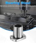 Lmh30uu linear ball bearings 30mm bore dia 45mm OD in front of CNC machine, steel construction for smooth motion and clean installs