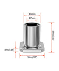 Front view of 2PCS LMK25UU Square Flange Linear Ball Bearing, 25mm Bore Dia, 40mm OD, 59mm Length, CNC 3D printer use