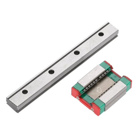 LML12B Linear Slide Block With Retainer And Lubrication System, 12mm Wide Miniature Linear Guide and track, silver and red colors.