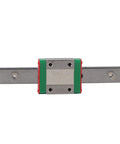 Front view of LML12B Linear Slide Block with Retainer and Lubrication System, 12mm wide, for CNC machinery, 100mm travel.