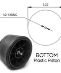 Load Boss 8709 Air Spring bottom view with plastic piston and dimensions.