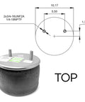 Top view of Load Boss 8709 Air Spring with dimensions diagram; replaces Hendrickson S21800, Intraax AA230, and Firestone W01-358-8709.