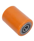 Close-up of an orange load wheel from 2 Pack Load Wheel Kit Compatible with Raymond Model 8210 Electric Pallet Jack, replacement part