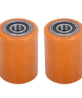 2 Pack Load Wheel Kit Compatible with Raymond Model 8210 Electric Pallet Jack, solid orange replacement wheels with bearings