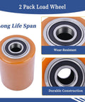 2 piece replacement load wheel set compatible with Toyota 8HBW23 electric pallet jack, smooth rolling, durable material