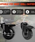 2-Pack 3-Inch Locking Caster Wheels Replacement For Pellet Grills Pro Series 1100 1600 II 850 Navigator Austin XL 820