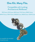 Sturdy replacement lock kit with included keys for securing mailboxes or tool boxes, compatible with multiple mailbox series.