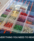 Ultimate Rekey Kit For Schlage Locks With 50 Master Pins and Seal Tight Box showing assorted pins and springs in compartments