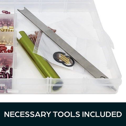 Ultimate Rekey Kit For Schlage Locks With 50 Master Pins and Seal Tight Box, showing tools and pin compartments.