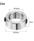Locking 10mm Shaft Collars With Set Screws For Precision Positioning And Stops, 15mm Outer Diameter, 6mm Thick, 304 Stainless Steel, 10 Pack
