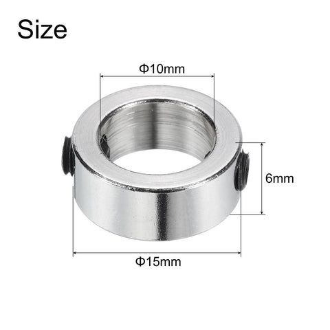 Locking 10mm Shaft Collars With Set Screws For Precision Positioning And Stops, 15mm Outer Diameter, 6mm Thick, 304 Stainless Steel, 10 Pack