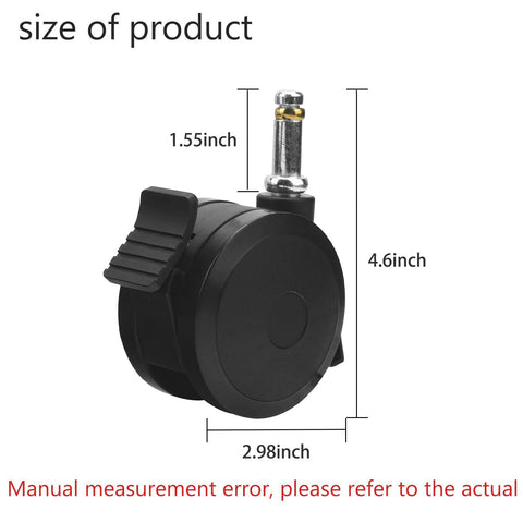 4 Pack Locking Caster With Insert Replacement Parts 70360 for Genesis Spirit E310 E320 S330 showing size dimensions