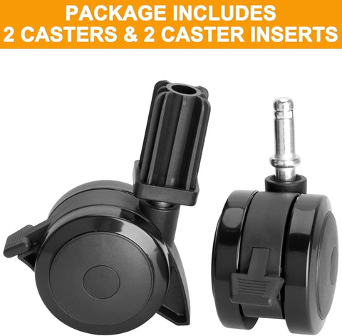 Close-up of 4-Pack Locking Caster With Insert Replacement Wheels for Genesis and Spirit grills showing two wheels and inserts.
