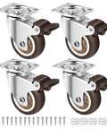 Heavy Duty 2 Inch Caster Wheels Set of 4 with Locking Casters, shown with screws and mounts for carts and furniture mobility.