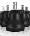 Replacement Office Chair Wheels With Switchable Fixed And Smooth Sliding Casters For Hardwood Floors Tiles And Carpets Silent Operation With Retractable Rubber Pads To Protect Floors 5 Pack