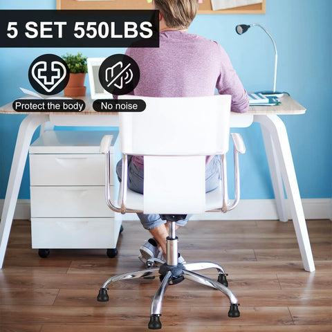 Replacement Office Chair Wheels With Switchable Fixed And Smooth Sliding Casters For Hardwood Floors Tiles And Carpets Silent Operation With Retractable Rubber Pads To Protect Floors 5 Pack