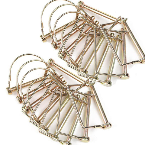 20 Piece Shaft Locking Pins Set One Quarter Inch Diameter Two And One Half Inch Length Square And Arch Safety Pins for Trailer Couplers Hitches Farm Lawn Garden Wagons and Towing Heavy Duty