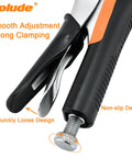 Close-up of Hardworking Four Piece C Clamp Locking Pliers Set With 6-Inch 9-Inch 11-Inch And 14-Inch Vise Grips, ergonomic handles.