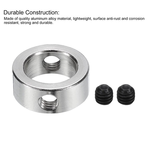 Locking 10mm Shaft Collars With Set Screws For Precision Positioning And Stops, 304 Stainless Steel, close-up view with screws