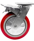 Heavy Duty 8 Inch By 2 Inch Locking Swivel Caster Set Of Four With Polyurethane On Polyolefin Core, side view