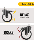 Diagram showing brake mechanism on 5 Inch Total Locking Stem Caster Wheels Set of 4 Heavy Duty Swivel Castors with brake and release functions.
