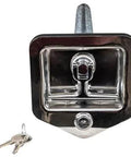Locking T-Handle Latch In Polished Stainless Steel With Gasket And Blind Studs Flush Mount Includes Two Keys And Adjustable Cam