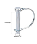 Single trailer coupler pin with zinc plating, measuring 10mm x 50mm, part of Two Pack Three Eighths Inch Diameter Trailer Coupler Pins.