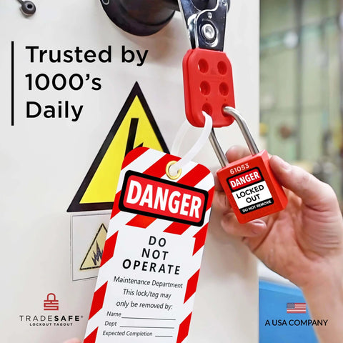 Stainless Steel Lockout Hasp With Nylon Handle For Group Lockout LOTO used with warning tag and padlock on machinery