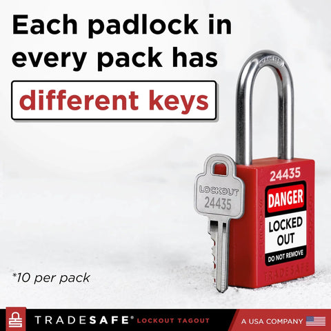 Lockout Tagout Locks Set 10 Locks Keyed Different 1 Key Per Lock OSHA Compliant Safety Padlocks For Electrical Lockout