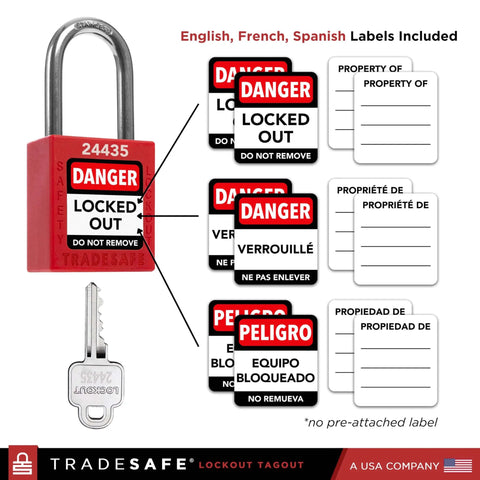 Lockout Tagout Locks Set 10 Locks Keyed Different 1 Key Per Lock OSHA Compliant Safety Padlocks with multilingual danger labels