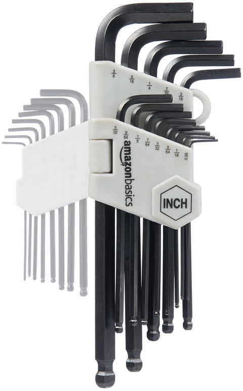 Long Arm Ball End Hex Key Set 26 Piece Metric And Standard Sizes Chrome Vanadium Steel Black Oxide Finish With Storage Case