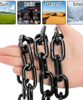 Hand holding Long Black Chain Link 1/4" x 19.7 Ft, Heavy Duty Metal Porch Swing Chain for Hanging, Carbon Steel Coil Chains.