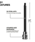 Long Hex Bit Socket Set for Tight Spaces, 16-Piece SAE and Metric, Features S2 Steel Bits and Knurled Base, Klein Tools