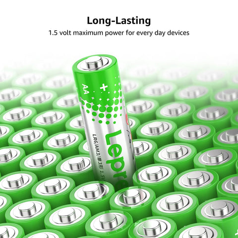 AA And AAA Alkaline Battery Pack 24 Count 2800mAh Non Rechargeable showing a green AA battery amidst others