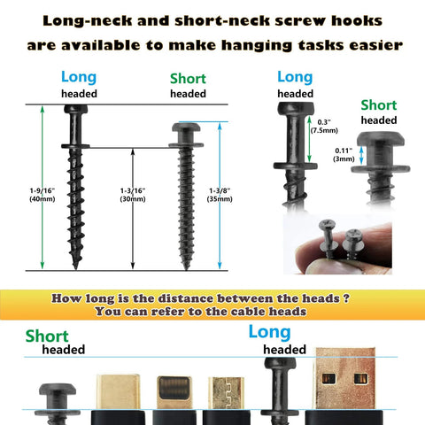 Pro Grade Picture Hanging Screws Set With Double Headed Bear Claw Screws for Sawtooth Hangers D Rings Wire Keyhole Mounts size comparison
