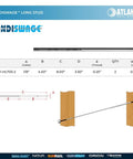 Diagram of Long Stud 1/8 Inch For HandiSwage Cable Infill Systems Pack Of 2 showing measurements and installation method.