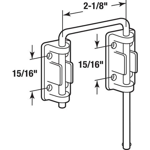 Diagram of Loop Lock For Patio Sliding Doors With Two And One Eighth Inch Reach Secondary Security Lock Chrome Plated